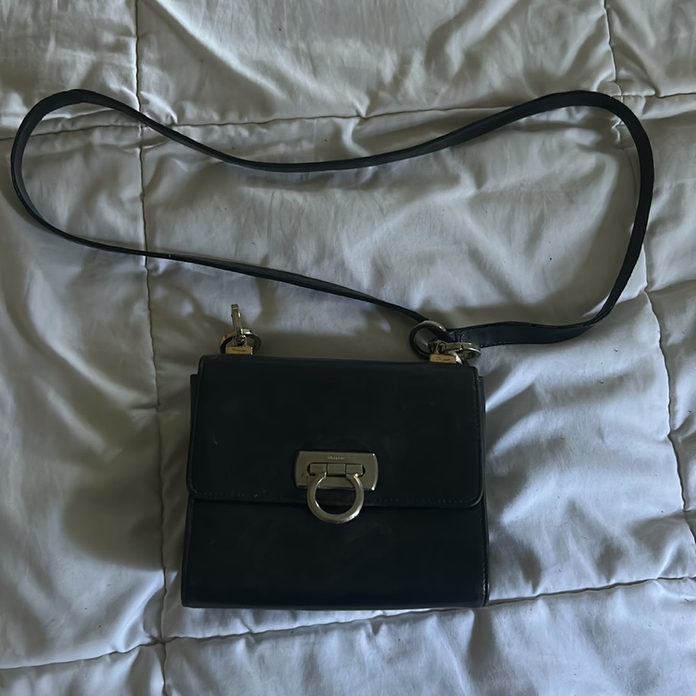 Salvatore Ferragamo Black Leather Crossbody Bag